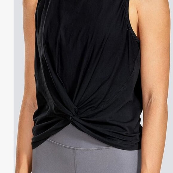 CRZ YOGA Black Twist Front Tank Top - Picture 4 of 8